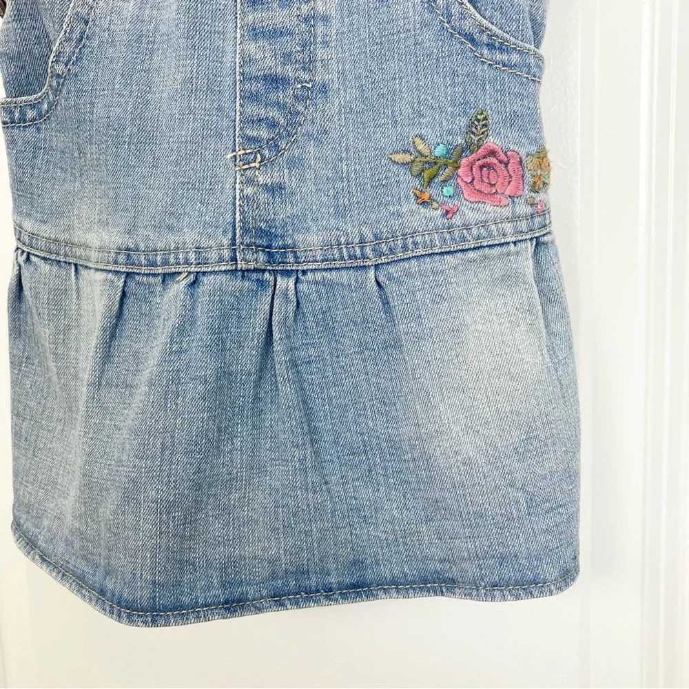 VTG Y2K Levi Strauss Levi's Denim Jean Embroidered Floral Overalls Dress Girl 4T